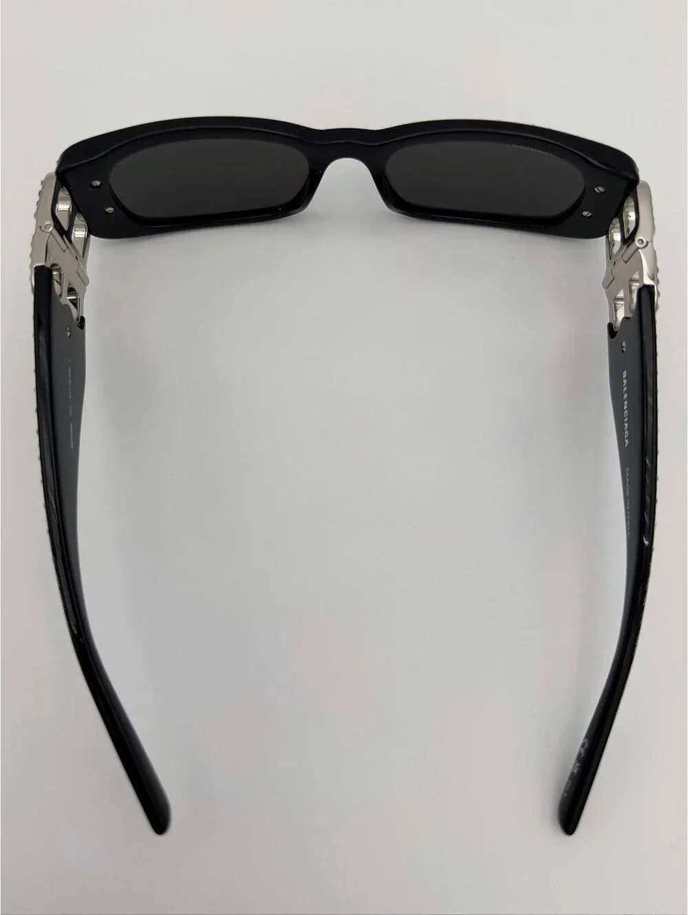 Balenciaga BB0096S 013 Dynasty Rectangular BB Logo Narrow Crystal Black Limited